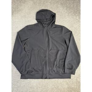 Apana Jacket Mens XL Black Windbreaker Hooded Lined Full Zip Pockets Fleece